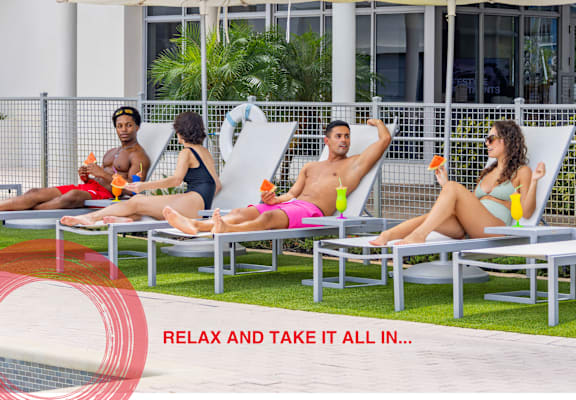 Poolside relaxing area at Icon One, Daytona Beach, 32114