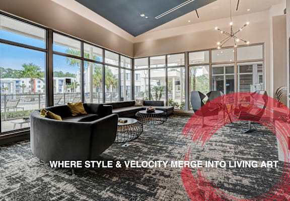 where style  velocity merge into living art in a living room at Icon One, Daytona Beach, FL, 32114