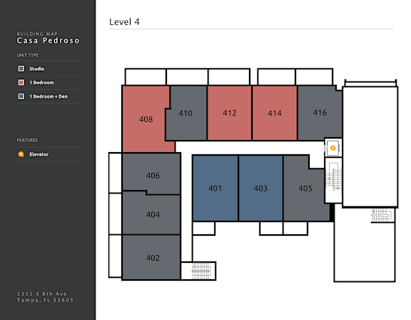 A floor plan of a building with a studio apartment on the first floor.