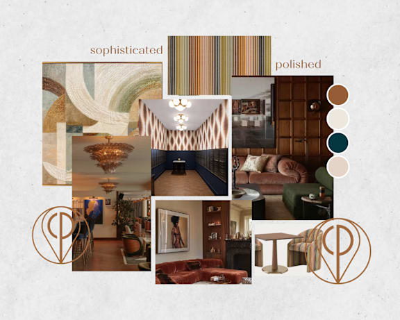 A collage of images showcasing interior design and furniture.