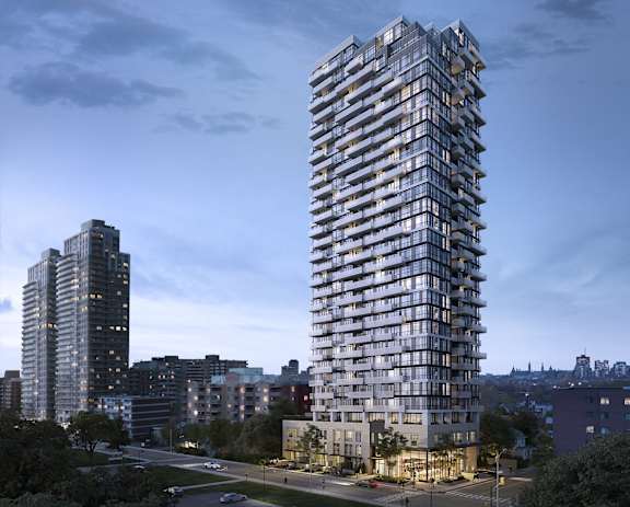 a rendering of a tall building in a city