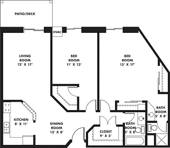 Minnetonka Hills - Two Bedroom Two Bathroom Side-by-Side (2d)