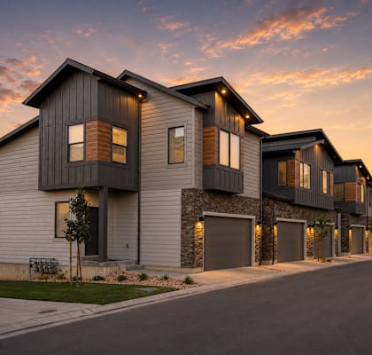 A modern house with a garage is shown in the image.