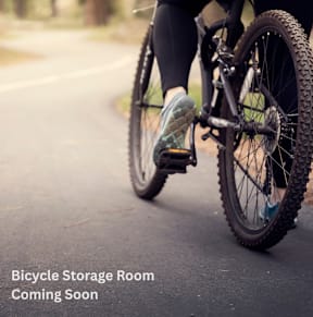 A person is riding a bicycle on a road.