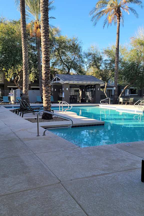 Pool and Lounge Area at Aldea at Estrella Falls Apartment Homes in Goodyear AZ