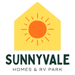 The image is a logo for Sunnyvale Homes & RV Park.