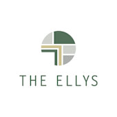 A logo with a circle and a stylized letter