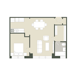  Floor Plan 1 Bedroom - Tier 02