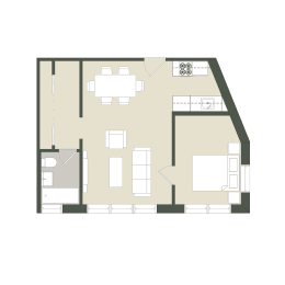  Floor Plan 1 Bedroom - Tier 03