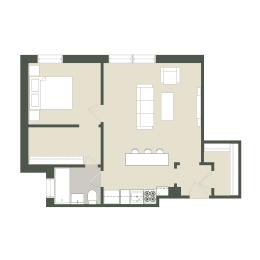  Floor Plan 1 Bedroom - Tier 04