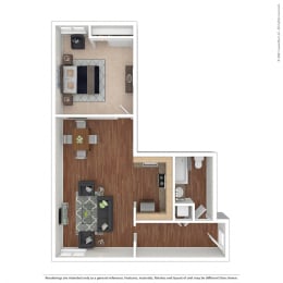 1 Bedroom Floor Plan - Chianti  at Pleasanton Glen Apartments, Pleasanton, CA