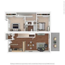 Two Bedroom Floor Plan - Syrah  at Pleasanton Glen Apartments, Pleasanton, CA
