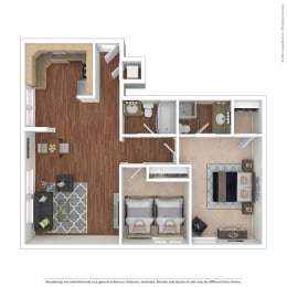 Two Bedroom Floor Plan - Bardolino  at Pleasanton Glen Apartments, Pleasanton, CA