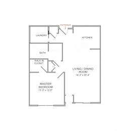 Floor Plan  1 Bedroom/1 Bath/3rd Floor