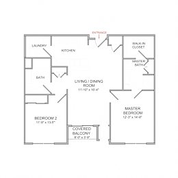 Floor Plan  2 Bedroom/2 Bath/3rd Floor