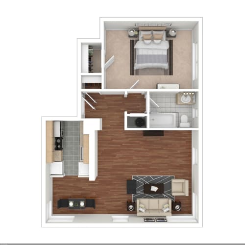 Floor Plan  Rock Creek Springs Apartments 1 Bedroom Floorplan GA