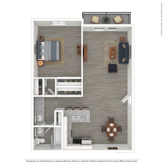 Casa Granada 1 Bedroom Floor Plan at Casa Granada, Los Angeles, California