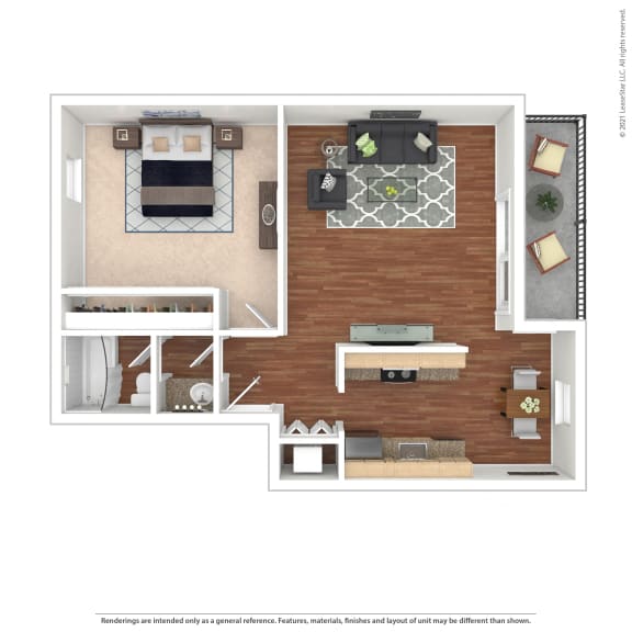 Floor Plan  1 Bedroom Floor Plan - Chardonnay  at Pleasanton Glen Apartments, Pleasanton