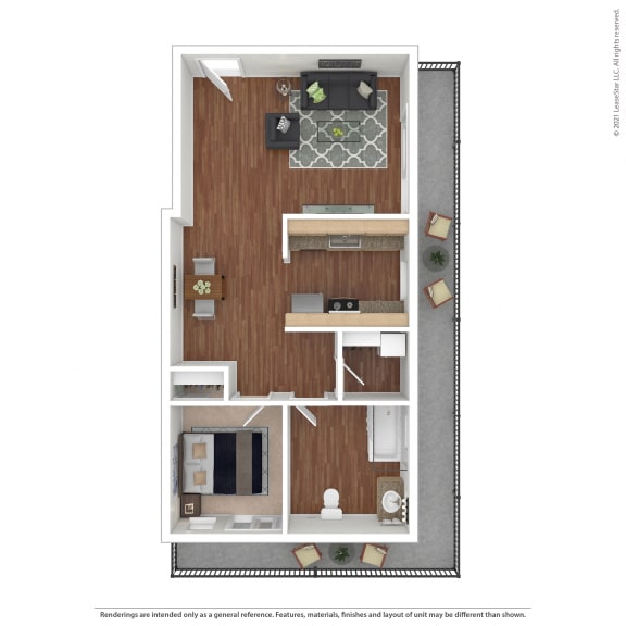 One Bedroom Floor Plan - Moscato  at Pleasanton Glen Apartments, Pleasanton, CA, 94566