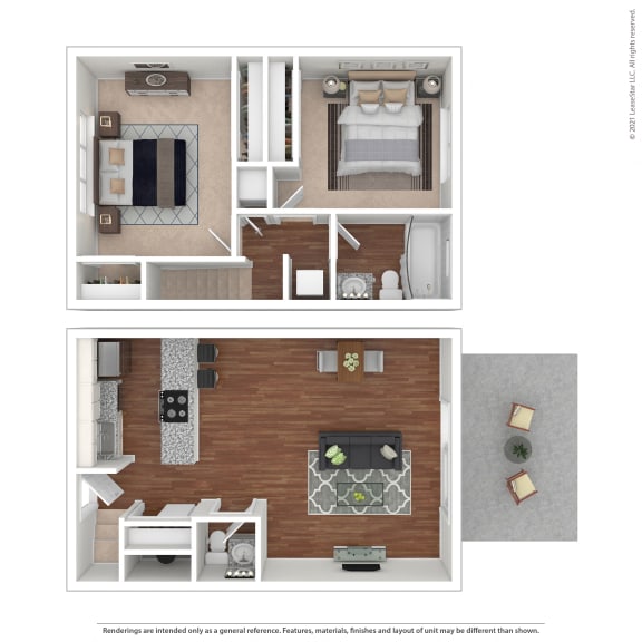 Two Bedroom Floor Plan - Cabernet  at Pleasanton Glen Apartments, Pleasanton, CA