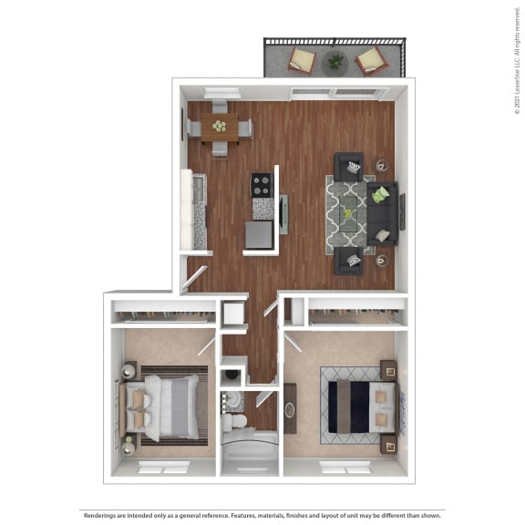 Two Bedroom Floor Plan - Malbec  at Pleasanton Glen Apartments, California, 94566