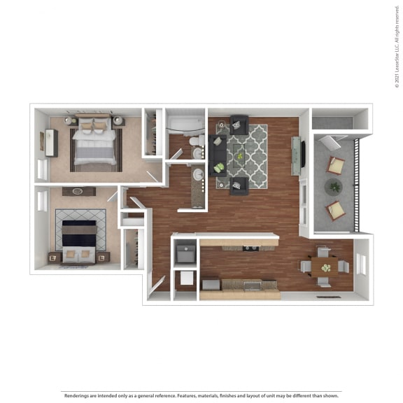 Two Bedroom Floor Plan - Sauvignon  at Pleasanton Glen Apartments, California