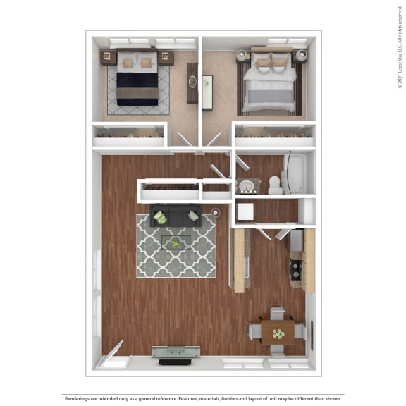 Two Bedroom Floor Plan - Shiraz  at Pleasanton Glen Apartments, Pleasanton, 94566