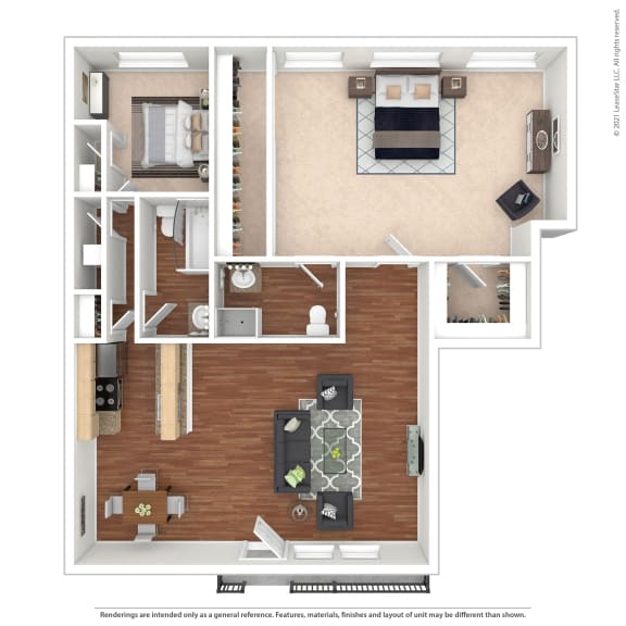 Two Bedroom Floor Plan - Gamay  at Pleasanton Glen Apartments, Pleasanton, California
