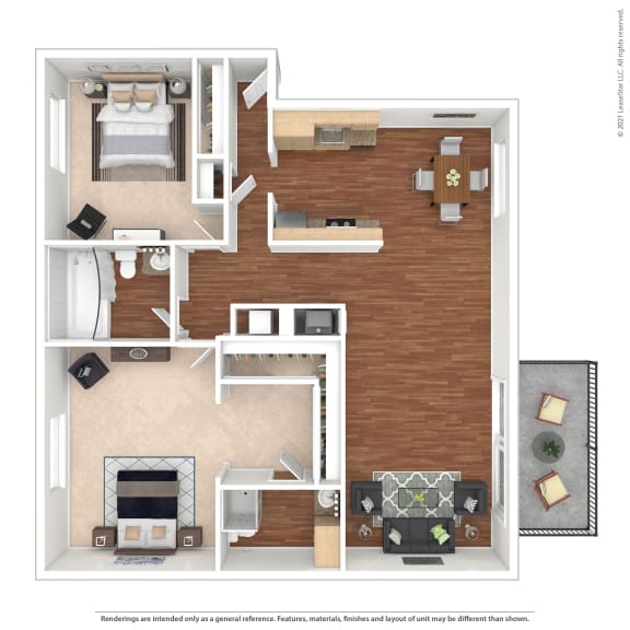 Two Bedroom Floor Plan - Merlot  at Pleasanton Glen Apartments, Pleasanton, California