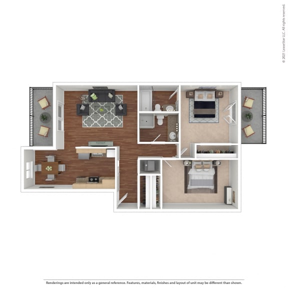 Two Bedroom Floor Plan - Pinot  at Pleasanton Glen Apartments, Pleasanton, California