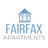 A logo for Fairfax Apartments featuring a blue house.