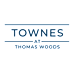 A logo with the words "Towne at Thomas Woods" in white text on a black background.