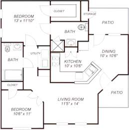  Floor Plan 2 Bedroom