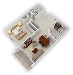 Minnetonka Hills - One Bedroom Apartment Floor Plan (3D)