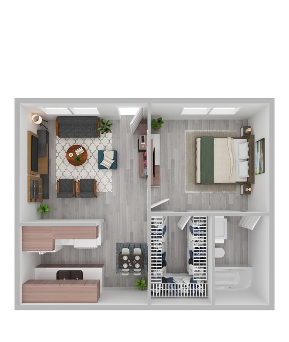 a typical floor plan of a 1 bedroom apartment