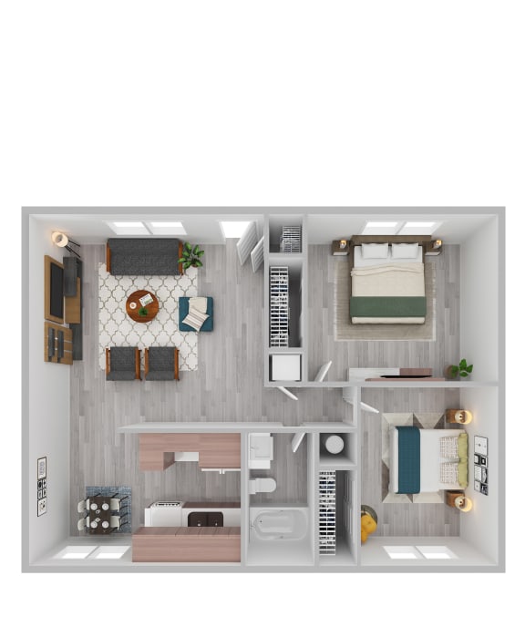 a 1 bedroom floor plan with a bathroom and a living room