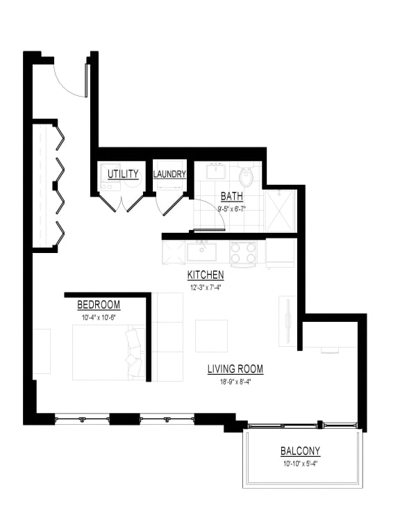 Alcove F Floor Plan at Courthouse Square Apartments, Wheaton, 60187