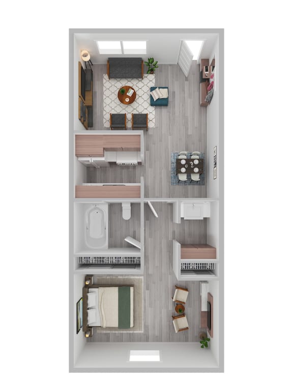 a typical floor plan of a 1 bedroom apartment