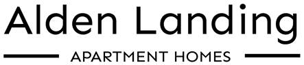 A logo for a company called Alden Landing Apartment Homes.