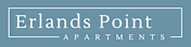 Erlands Point Apartments logo on a blue background.