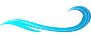 a logo for a trade winds event with blue waves