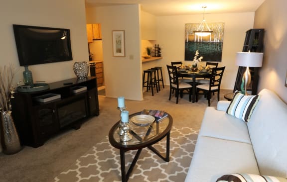 Decorated Living Room at Willowood Apartments, Eastlake, OH