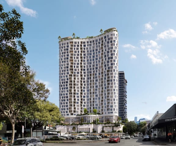 an artist impression of a high rise apartment building in the city