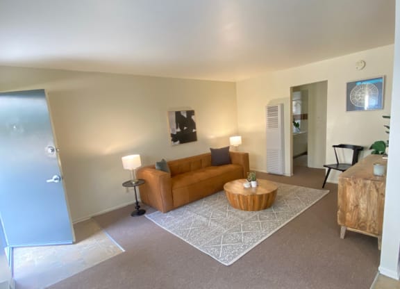 a view from above of a living room and a kitchen at Bowles Apts, Azusa, CA 91702