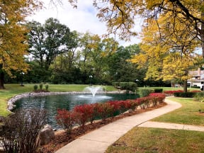 pond and fountain