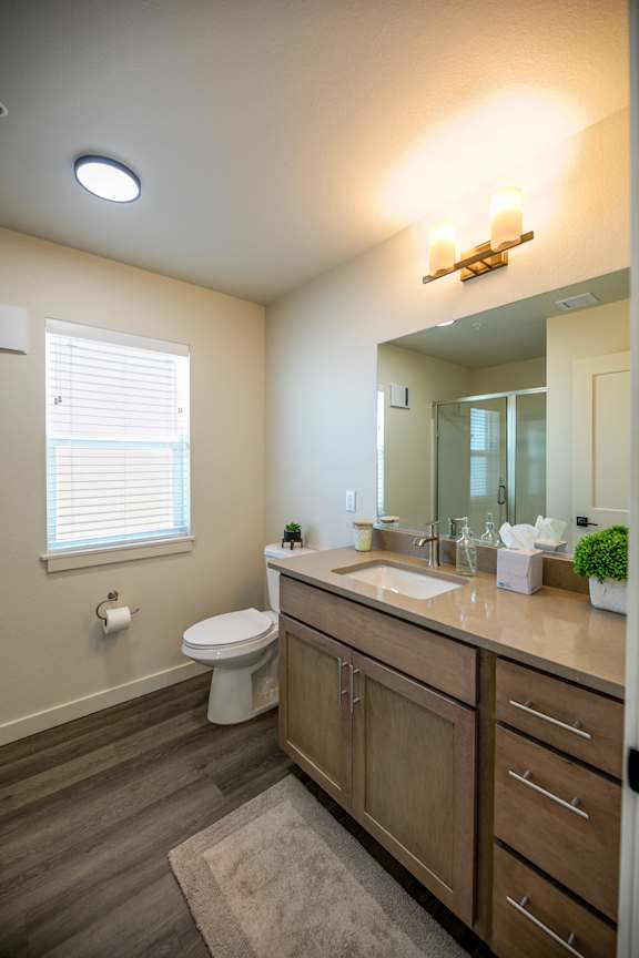 Bathroom With Extra Storage Space at River Landing at Mirabeau, Spokane Valley, WA