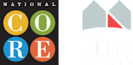 The image is a split of two logos, one on the left is the National CORE logo and the other on the right is the Lincoln Housing logo.