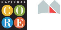 The image is a split of two logos, one on the left is the National CORE logo and the other on the right is the Lincoln Housing logo.