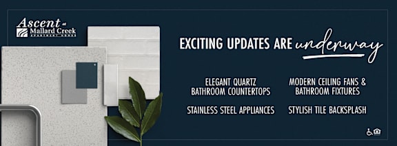 A poster advertising new bathroom fixtures and designs from Ascent Mallard Creek.