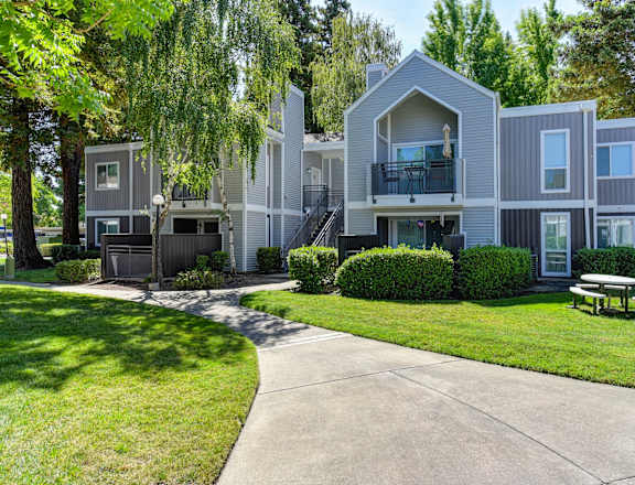 Building exterior at Rush River Apartments, California